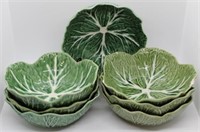 Set of 7 Majolica Cabbage Bowls - 7" Round