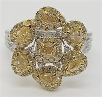 14K Yellow & white gold multi color diamond ring