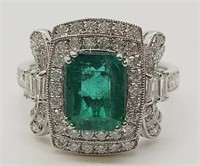 Platinum Emerald & Diamond ring
