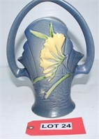 Roseville 392 - 10" Freesia Handle Basket Vase
