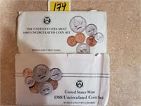 1988 & 89 US Mint UC Coin Sets - D&P Marks