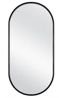 New 32-Inch X 16-Inch Oval Metal Wall Mirror In Bl