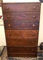 Antique 6 drawer Oak Chest at least 5 ft tall