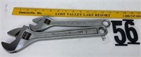 2 Adjustable Crescent Wrenches 10 & 12"