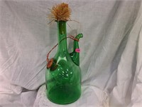 Vintage hand blown green Italian wine decanter