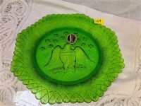 Kanawha green art glass Independence plate