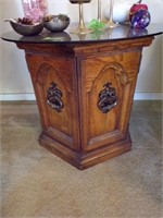 Wood base/glass top chest