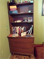 6ft Bookshelf/desk w/misc contents