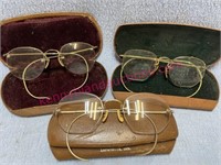 Lot of 3 antique spectacles