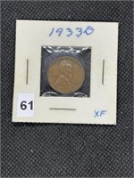 Rare Key Date 1933 D Wheat Cent XF High Grade