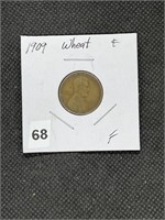 Rare Key Date 1909 P Wheat Cent Fine Grade