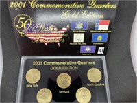 2001 GOLD Edition State Quarters NY-NC-RI-VT-KY
