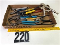 Channellocks, pliers & chain wrench