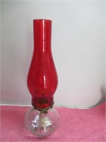 OIL LAmp w/Red Chimmey