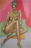 AFRICAN AMERICAN WOMAN NUDE PAINTING