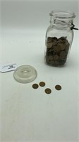 Wheat Pennies in Ball Ideal Jar with Lid