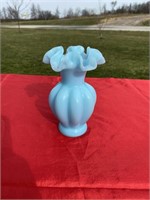 Fenton blue ruffle vase