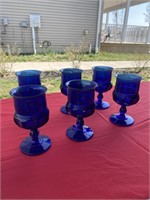 Set of blue King's Crown goblets