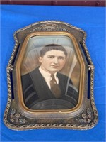Antique beveled glass frame and picture