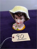 Vintage 7 1/4\" lady head vase #5919 made in japan