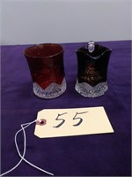 Vintage 2 piece ruby Flash glass tumbler Souvenir