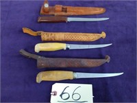 3 Filet Knives & Sheaths