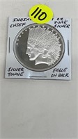 1 OZ .999 PURE SILVER ROUND INDIAN CHIEF