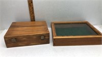 2 LARGE WOOD BOXES - 1 IS A WOOD DISPLAY BOX