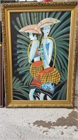 FRAMED ORIENTAL OIL PAINTING OF TWINS
