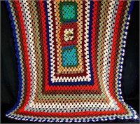 HAND CROCHET BOHO GRANNY BLANKET Retro