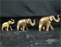 (3) BRASS/BRONZE ELEPHANTS FIGURINES Trunks Up