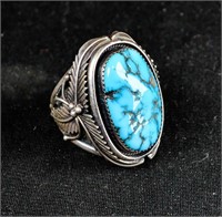 Turquoise Silver Ring - 41 Grams Weight Large Ring