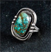 Turquoise Silver Ring -14 Grams Weight Large Ring