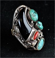 Turquoise Silver Ring - 50 Grams Weight Large Ring