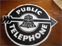 Public Telephone sign Reproduction metal 18 x 14