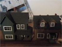 2 wood model houses for model trains