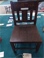 Child\'s mission oak chair \"martha\" inlaid