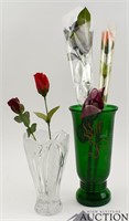 (2) Flower Vases, Blown Glass Flower & Misc.