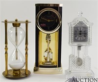 Brass Hourglass, Rhythm & Crystal Legends Clock