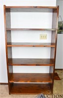 Pine Wood 5-Shelf Bookcase w/ Adjustable Shelves