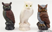 (3) Owl Sculptures - A. Giannelli Owl Sculpture