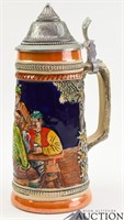 Vintage GERZ German Pewter Lidded Beer Stein