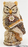Vintage Folk Art Sea Shell Owl Sculpture Figurine
