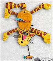 Allen Designs Tiger Cat Dinner Time Wall Clock