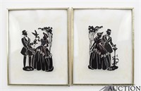 (2) Convex Victorian Reverse Painted Silhouettes