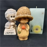 3 x Figural and Painted Candles