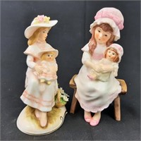 2 x Maruri Gorham Girl with Doll Figurines