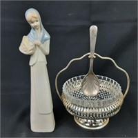 Figurine and Hanging Spoon Condiment Bowl