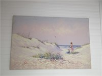 Oil on Canvas Beach Scene