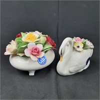 2 x Royal Doulton China Flower Bouquets